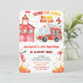 Bewerkbare Fire Truck uitnodigingen (Staand voorkant)