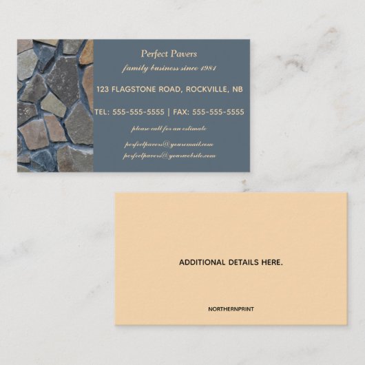 Bewerkbare flagstone-bestrating visitekaartje (Voorkant / Achterkant)
