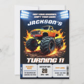Bewerkbare Flame Monster Truck Verjaardag Kaart (Voorkant)