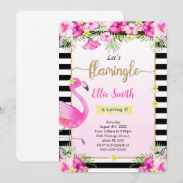 Bewerkbare Flamingo verjaardagsuitnodiging Kaart