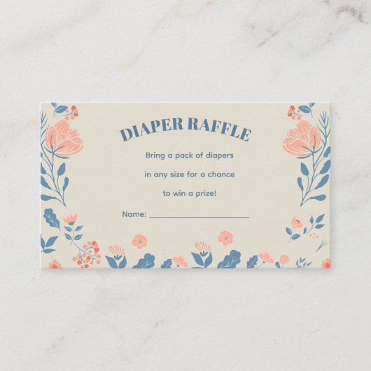 Bewerkbare Floral Diaper Raffle Informatiekaartje (Voorkant)