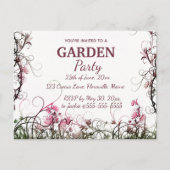 Bewerkbare Floral Garden Party Uitnodiging Briefkaart (Voorkant)