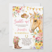 Bewerkbare Floral Horse Verjaardag Uitnodiging Sja (Voorkant)