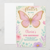 Bewerkbare Floral Party Sjabloon voor meisjes Kaart (Voorkant / Achterkant)