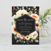 Bewerkbare Floral Peach Wedding Save The Date (Staand voorkant)