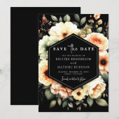 Bewerkbare Floral Peach Wedding Save The Date (Voorkant / Achterkant)