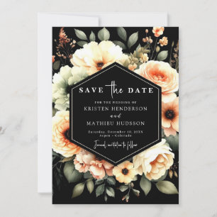 Bewerkbare Floral Peach Wedding Save The Date