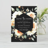 Bewerkbare Floral Peach Wedding Save The Date (Staand voorkant)