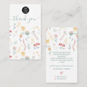 Bewerkbare florale leuke illustratie bedankt visitekaartje (Voorkant / Achterkant)