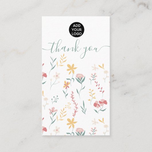 Bewerkbare florale leuke illustratie bedankt visitekaartje (Voorkant)