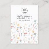 Bewerkbare florale logo sieraden oorbel ketting visitekaartje (Voorkant)