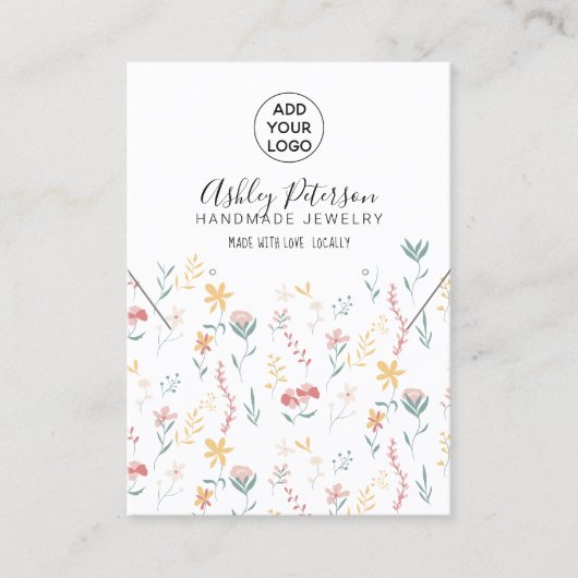 Bewerkbare florale logo sieraden oorbel ketting visitekaartje (Voorkant)