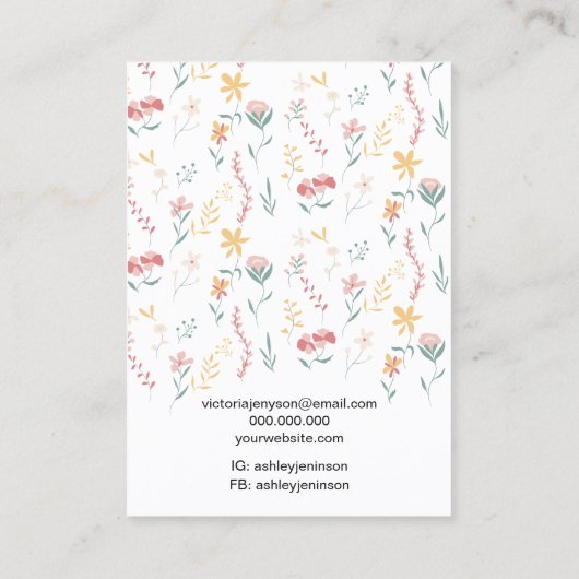 Bewerkbare florale logo sieraden ringhouder visitekaartje (Achterkant)