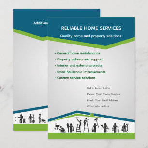 Bewerkbare Flyer Template voor Huisdiensten Kaart