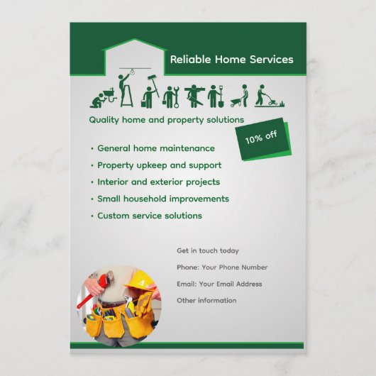 Bewerkbare Flyer Template voor Huisdiensten Kaart (Voorkant)