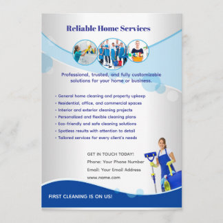 Bewerkbare Flyer Template voor Huisdiensten Kaart