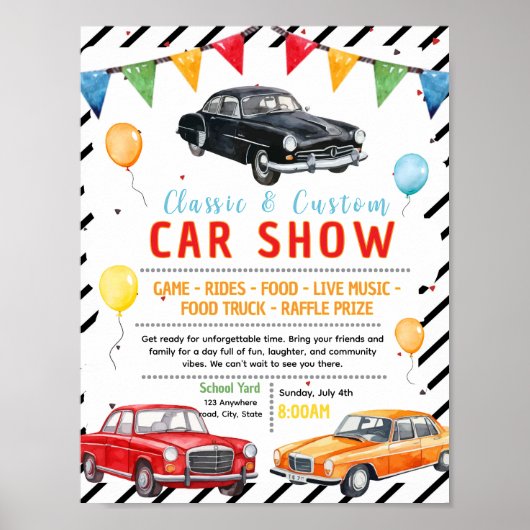 Bewerkbare flyer voor autoshow poster (Voorkant)