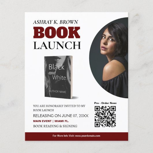 Bewerkbare flyer voor boeklancering (Voorkant)