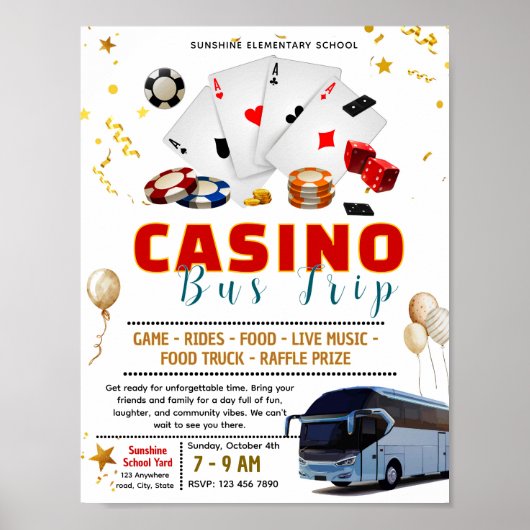 Bewerkbare flyer voor casino busreis poster (Voorkant)