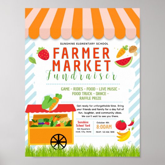 Bewerkbare flyer voor fondsenwerving op de boerenm poster (Voorkant)
