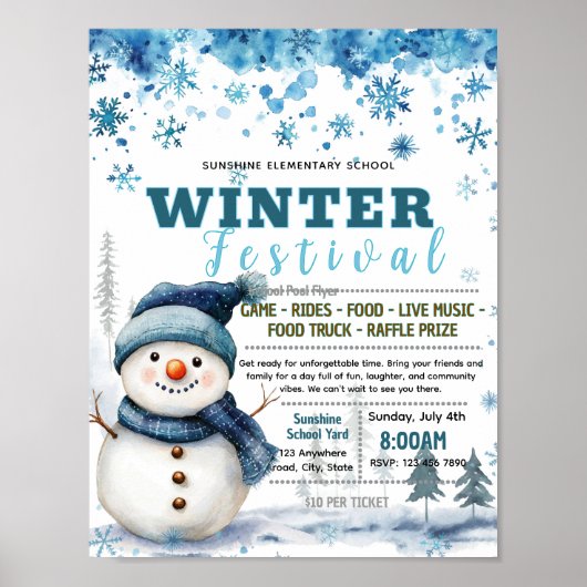 Bewerkbare flyer voor winterfestival poster (Voorkant)