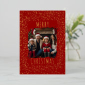 Bewerkbare Folie Kerst Kaart Sjabloon Twee foto's (Staand Voorkant)