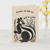 Bewerkbare Folk Art Skunk Kaart (Gele Bloem)