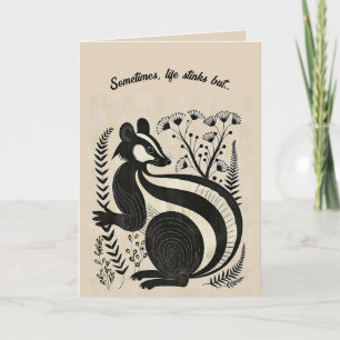 Bewerkbare Folk Art Skunk Kaart