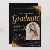 Bewerkbare foto 18e verjaardag Afstuderen Black Go Kaart (Voorkant / Achterkant)
