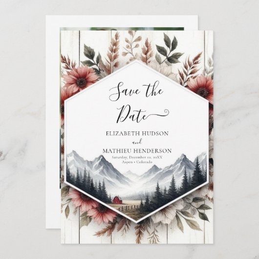 Bewerkbare foto Barnyard Wedding Save The Date (Voorkant / Achterkant)