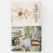 Bewerkbare foto Blush Pink Fairy Eerste 1e verjaar Spandoek (Verticaal)