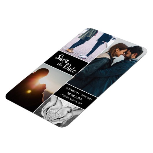 Bewerkbare foto Collage Modern opslaan datum Magneet (Linkerzijde)