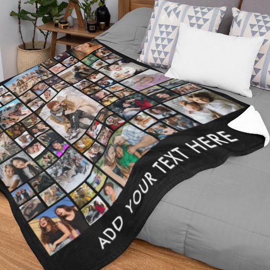 Bewerkbare foto collage van 75 foto's fleece deken