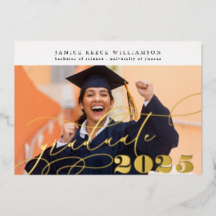 Bewerkbare foto College Graduation GOLD Folie I Uitnodiging