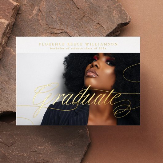 Bewerkbare foto College Graduation GOLD Folie Uitnodiging