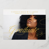 Bewerkbare foto College Graduation GOLD Folie Uitnodiging (Voorkant)