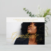 Bewerkbare foto College Graduation GOLD Folie Uitnodiging (Staand Voorkant)