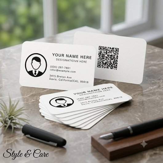 Bewerkbare foto- en QR-code professioneel Visitekaartje