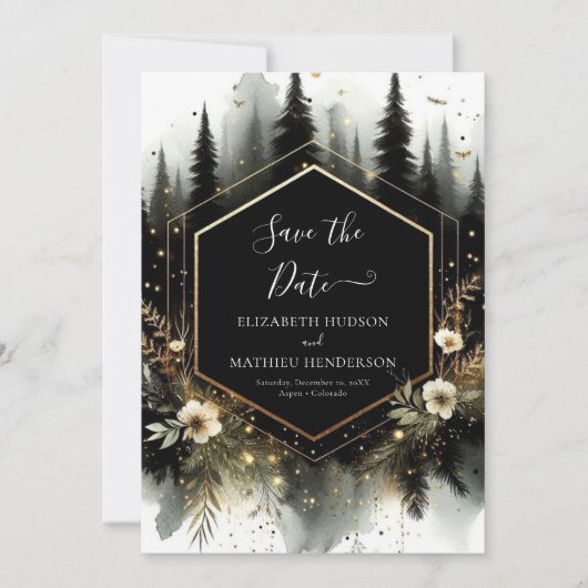Bewerkbare foto Enchanted Forest Wedding Save The Date (Voorkant)