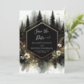 Bewerkbare foto Enchanted Forest Wedding Save The Date (Staand voorkant)