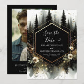 Bewerkbare foto Enchanted Forest Wedding Save The Date (Voorkant / Achterkant)