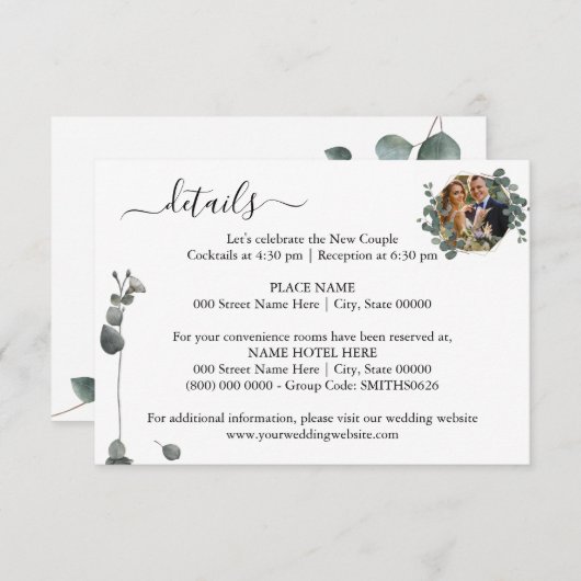 Bewerkbare foto Eucalyptus Weddenschap Enclosur Informatiekaartje (Voorkant / Achterkant)