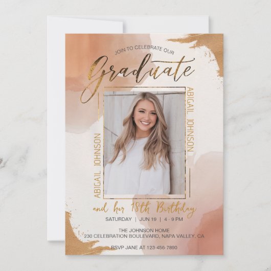 Bewerkbare foto Eye Catching Birthday Afstuderen Kaart (Voorkant)