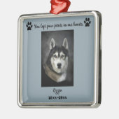 Bewerkbare foto Pootafdrukken huisdier op ons hart Metalen Ornament (Links)
