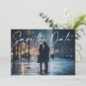 Bewerkbare foto QR code - Modern Save The Date Kaa Kaart (Staand voorkant)