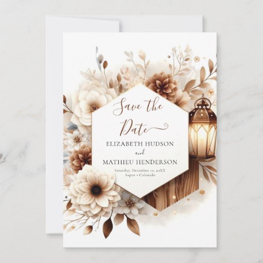 Bewerkbare foto rustieke bruiloft save the date (Voorkant)