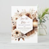 Bewerkbare foto rustieke bruiloft save the date (Staand voorkant)