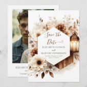 Bewerkbare foto rustieke bruiloft save the date (Voorkant / Achterkant)