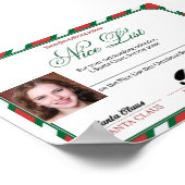 Bewerkbare foto Santa's Nice List Certificaat Poster (Hoek)