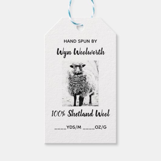 Bewerkbare foto Shetland wollabel Cadeaulabel (Voorkant)